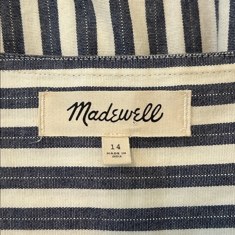 Madewell Shimmer Striped Tie-Front Bow Midi Dress Style H6748 New Size 14 - Picture 14 of 15